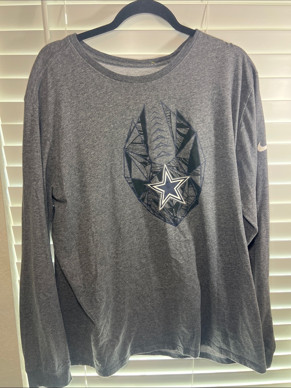 Nike Dallas Cowboys Gray Long Sleeve Tee with Star Emblem